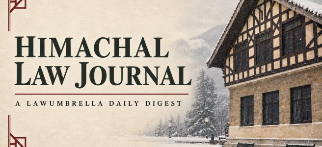 Himachal Law Journal masthead beside the snow-covered Tudor-style Himachal Pradesh High Court building.